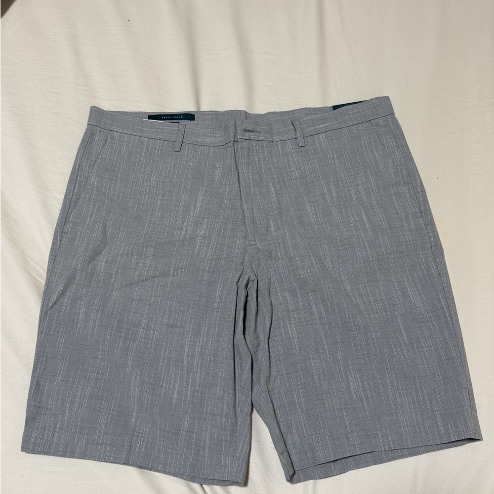 💫 Perry Ellis Heather Gray Men's Slim Fit Cotton Shorts